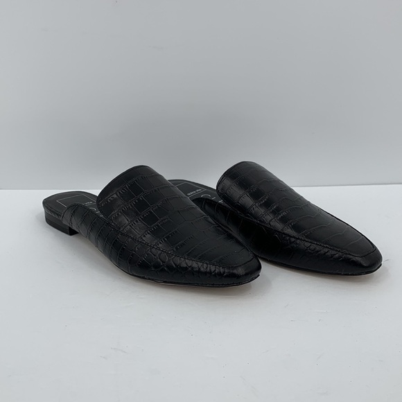 Dolce Vita Clear slide mule loafer shoe black crocodile embossed leather new 7.5 - Picture 2 of 6